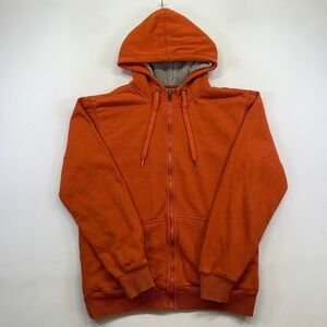 Faded Glory‎ Hoodie Size Small Zip Up Sherpa Lined Orange Y2k Skater Grunge